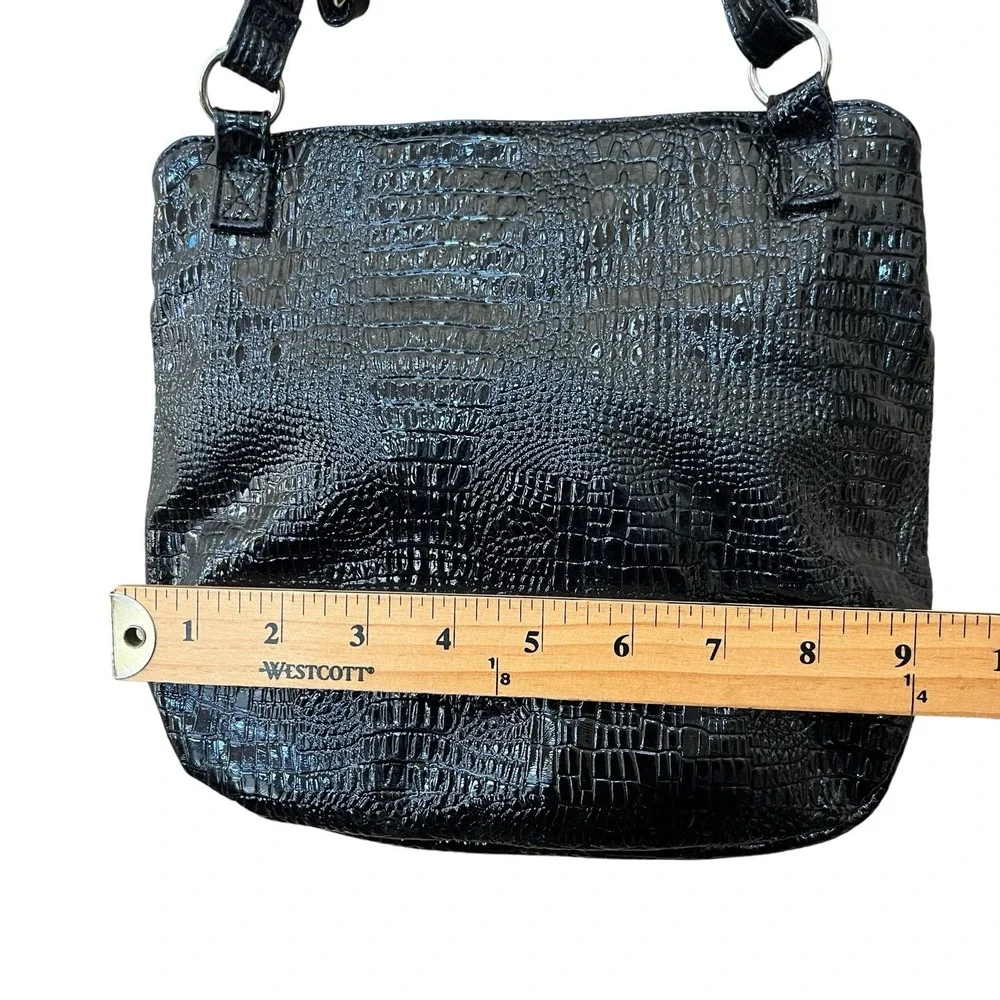 Kenneth Cole Unlisted Womens Black Faux Leather Handbag Shoulder Bag Purse New